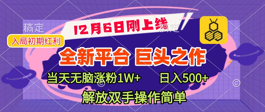 全新引流平台，巨头之作，当天无脑涨粉1W+，日入现500+，解放双手操作简单-小哥找项目网创