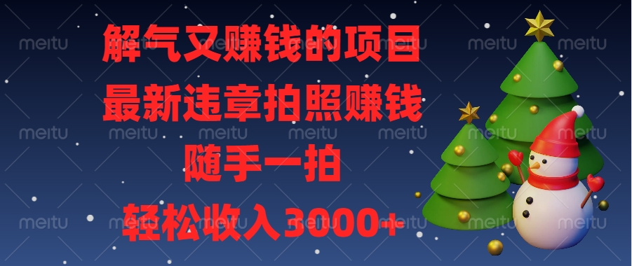 最新违章拍照赚钱，随手一拍，解气又赚钱的项目，轻松收入3000+-小哥找项目网创