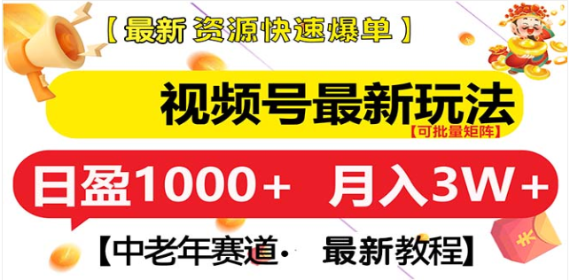 视频号独家玩法，老年养生赛道，无脑搬运爆款视频，日入1000+-小哥找项目网创