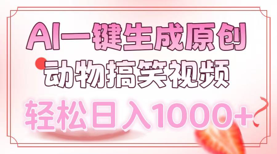 AI一键生成原创动物搞笑视频，轻松日入1000+-小哥找项目网创