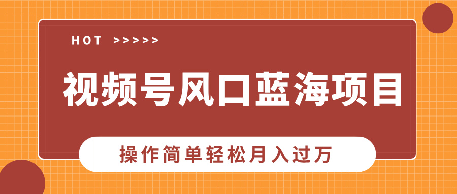 视频号风口蓝海项目，中老年人的流量密码，操作简单轻松月入过万-小哥找项目网创